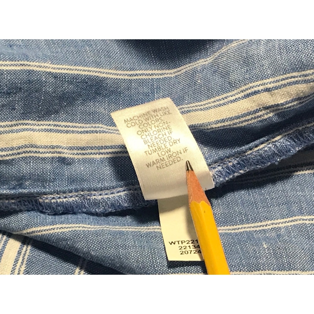J Jill Love Linen Shirt womens Medium Blue & White Striped Linen‎ Button-Up - Picture 11 of 11